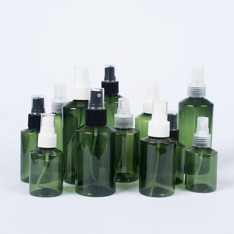 200ml Blackish Green PET Plastic Sloping Shoulder Spray Bottles Lotion Bottles